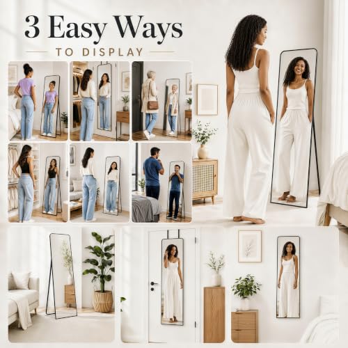 57x20 Inch Full Length Floor Mirror with Stand & Wall Mount - Black, Variation of THIS listing