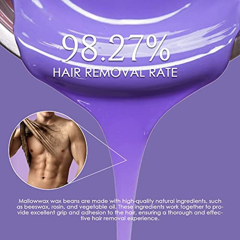 Lavender - Wax Beads for Hair Removal - Natural & Hypoallergenic Formula - Stripless Refillable 2LB - Ideal for At-Home Use and Sensitive Areas