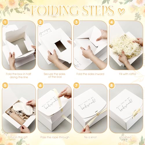 Tioncy 42 Pcs Bridesmaid Proposal Gifts Bridal Shower Wedding Gift Box Makeup Bags Invited Cards Tumblers with Lids and Straw Scrunchies Eye Mask Hair Clips for Maid of Honor(Champagne)