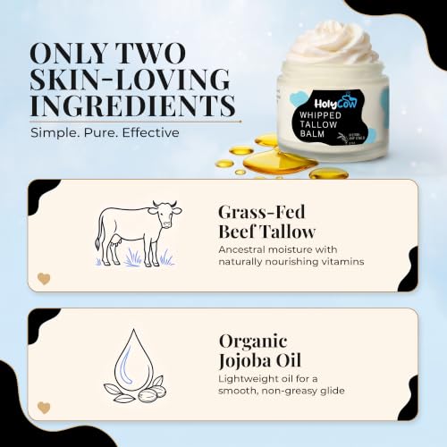 Unscented Grass Fed Beef Tallow for Skin - 2 Ounce Whipped Moisturizer - HolyCow Variation of THIS listing