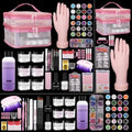 Pink Nail Art Practice Kit with Hand, Glitter, Tips & Storage Bag - Beginners