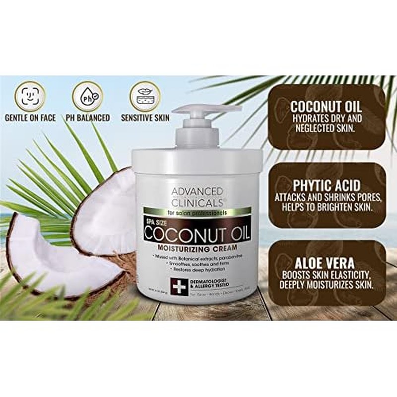 Advanced Clinicals Coconut Oil Moisturizing Cream + Collagen Lifting Body Oil Set