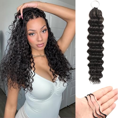 18 Inch Human Hair Crochet Extensions for Black Women, Deep Wave, 60g, 50 Strands