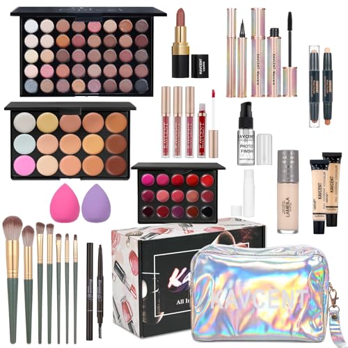 All-in-One Makeup Kit for Women with Eyeshadow Palette Lip Gloss Foundation & Brushes