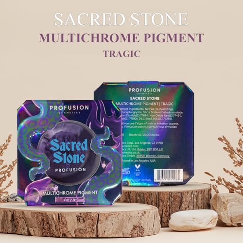 Profusion Cosmetics Sea Witch Duochrome Sacred Stone Eyeshadow - Smooth, Mesmerizing Blue-Purple Color-Shifting Pigment with a Rich Vibrant Texture, Long-Wearing Vegan & Cruelty-Free Makeup, Tragic