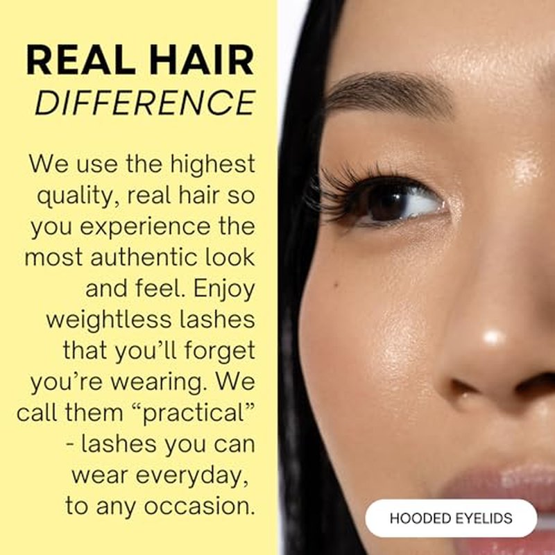 Best False Lashes for Hooded Eyes - Natural Real Hair Strip Eyelashes - Weightless Comfortable Practical - Medium Plus Style - Hannah Cho Beauty