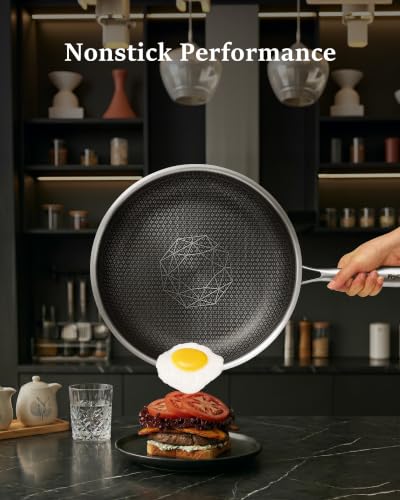 Non Stick Frying Pan Set 8+10+12 Inch Hybrid Skillets Dishwasher Oven Safe