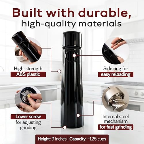 Magnum Plus Unicorn Pepper Mill - Large 9 Inch Manual Grinder with Steel Burrs, Adjustable Coarseness, Side-Loading Refill