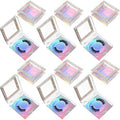 Blulu 12 Pcs Lash Boxes Packaging Empty Bulk Square Glitter 3D False Eyelash Cluster Box Storage Case Rhinestone Lash Organizer Container with Glitter Paper Clear Tray for Women Cosmetic(Holographic)