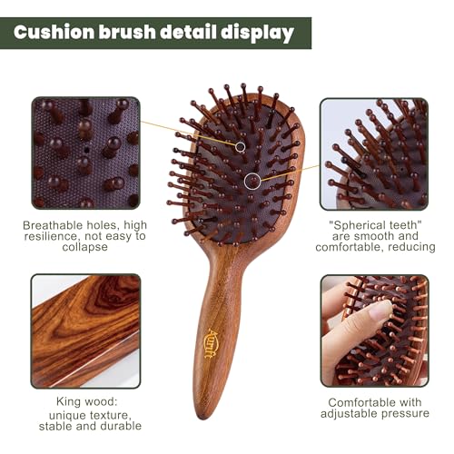 4-in-1 Wooden Gua Sha Facial Tools & Hair Detangler Brush Set ? Manual Guasha tool for Face & Jawline Lifting, Double Chin Reduction, Scalp & Head Massager, Eye & Ear Acupressure, Gift for Women