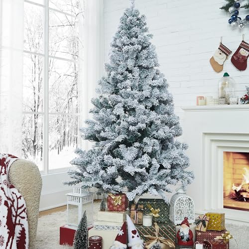 6ft Pre-Lit Frosted Christmas Tree with 250 Warm White LED Lights & 8 Lighting Functions