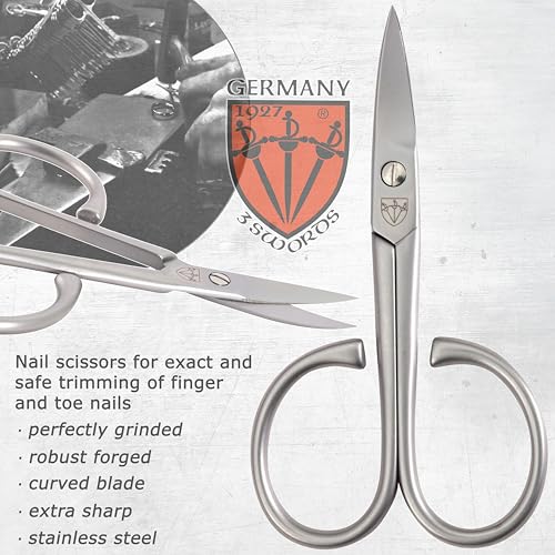 Nail Scissors - Curved Stainless Steel Manicure & Pedicure Tool - Strong & Sharp with Case - Variation: Nail Scissors