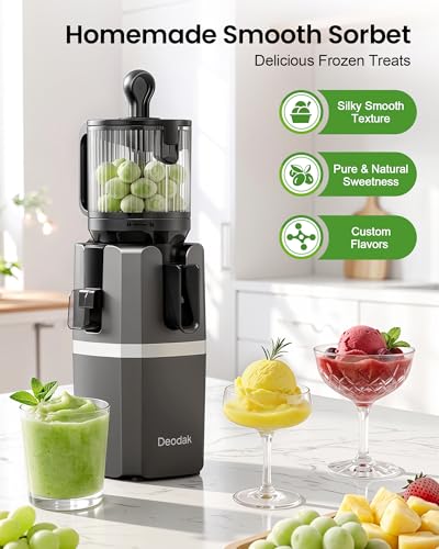 Deodak 3-in-1 Cold Press Juicer Machine - Grey, Juice, Sorbet & Nut Milk