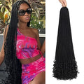 7 Packs Crochet Box Braids Hair with Curly Ends - 30 Inch, 1B, Pre-Looped Goddess Braids