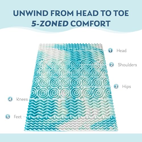 3 Inch Queen Gel Memory Foam Mattress Topper with 5-Zone Support - Egg Crate