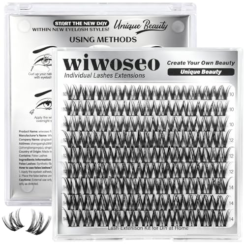 wiwoseo Flora Lash Clusters 10-14mm Flaunt Lash Clusters D Curl Short Lashes Clusters Wispy Individual Lashes Flaunt Lashes Clusters Short Eyelash Clusters Natural Lashes Cluster for Daily Makeup