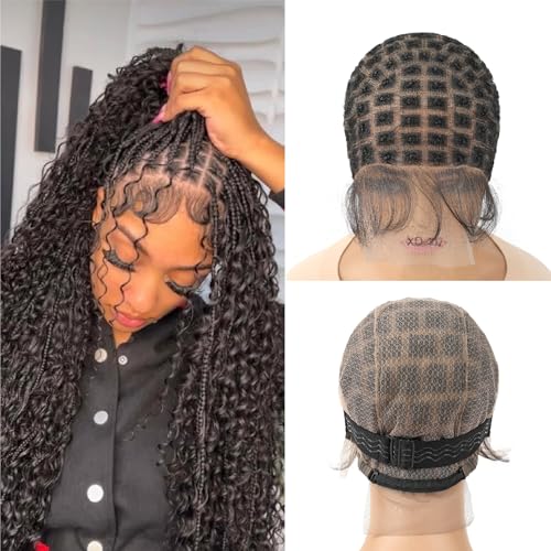 Full Lace Braided Wig Cap with Baby Hair 107 Sections Glueless for Crochet Braids - Black Women