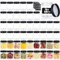 48 pcs 8 oz Plastic Jars with Black Screw-On Lids - Airtight Food Storage