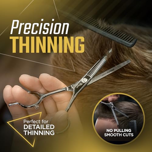 Fagaci Hair Thinning Scissors 6 Inch - Left & Right Hand Use, 440C Steel Thinning Shears
