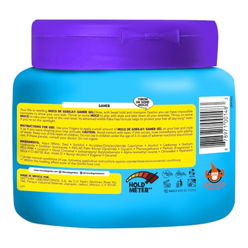 Moco de Gorila Gamer, Hair Styling Gel, Gives your Hairstyle a Long-Lasting Effect, Reactivate with Water, High Fixation, 3-Pack of 9.52 Oz Each, 3 Jars