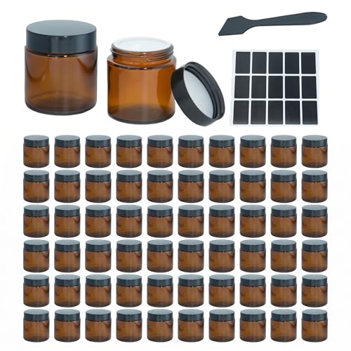 40-Pack 4 oz Amber Glass Jars with Lids - Small Airtight Cream Containers