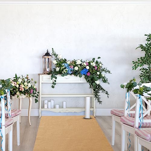 40 Inch x 50 Ft Rustic Burlap Wedding Aisle Runner - Elegant Style, Natural Jute, Outdoor Indoor Ceremony, Reusable
