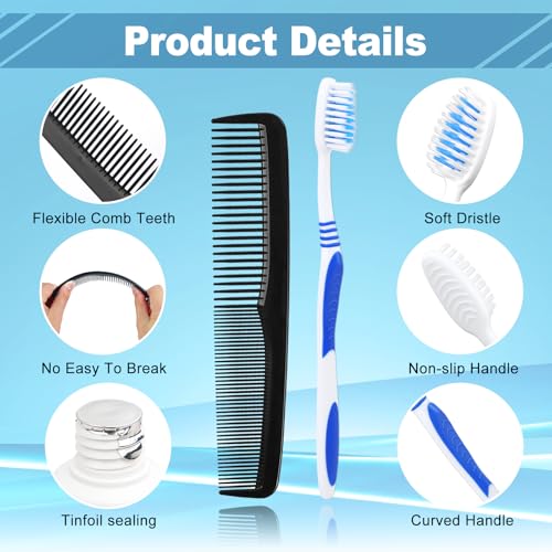 50 Pack Travel Toothbrush Kit with Toothpaste Mouthwash Floss & Cover - Disposable Oral Care Set