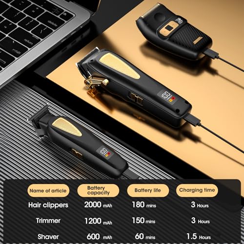Cordless Hair Clippers for Men - Professional Grooming Set Black 949