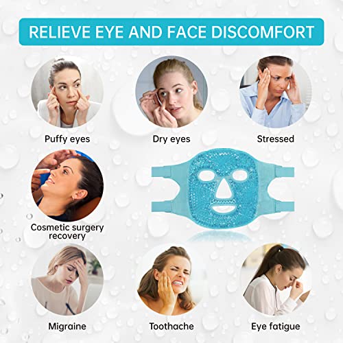 Cold Face Eye Mask Ice Pack Reduce Facial Puff, Dark Circles, Gel Hot Heat Cold Compress Pack, Face SPA Gift for Woman Sleeping, Pressure, Headaches, Skin Care, Post Laser Cosmetic Care[Blue]