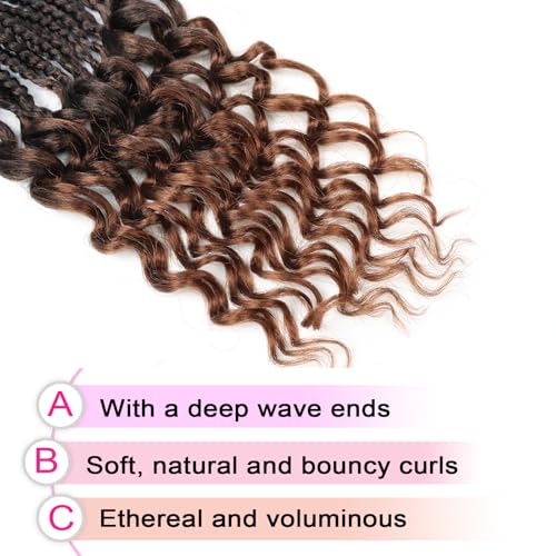 QANSFA Deep Wave Crochet Hair 10 Inch for Black Women, Curly Ends, Pre-Looped, 7 Packs, Black to Light Auburn