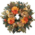 WANNA-CUL 24in Fall Front Door Wreath Dahlia Hydrangea Peony Vintage Spring Variation