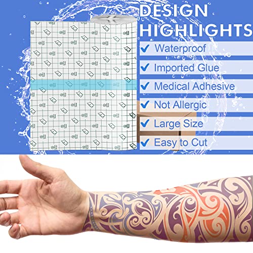 VOOVAO Waterproof Tattoo Aftercare Bandage Roll 7.87 in x 10.9 Yd Second Skin Wound Dressing