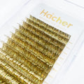 Colored Lash Extensions CC Curl 9-18mm Mixed Lash Trays, Holographic Lash Tinsel for Eyelash Extension (Gold, Volume)