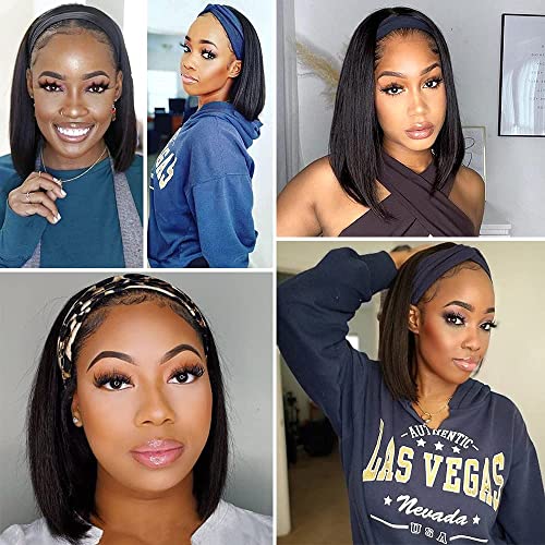 Headband Wig Human Hair Straight Bob 14 Inch for Black Women - None Lace - Variation: Headband Straight Bob Wig / 14 Inch