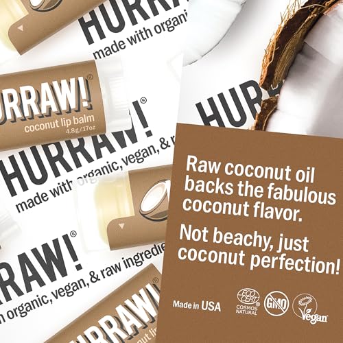 Coconut Lip Balm Set - 5 Organic Vegan Natural Balms, Cruelty-Free, Made in USA