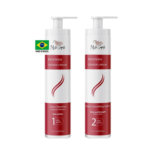I Belli Capelli Ravenna Professional Keratin, Long-lasting Straightening Effect - Cirugia Capilar - Celulas Madres Straightener System - 2x1L/33.8