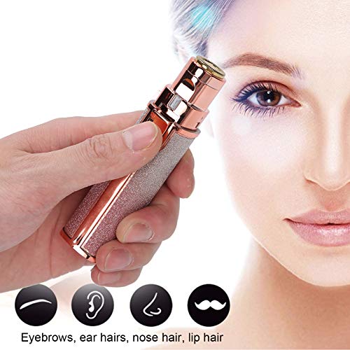 Eyebrow & Facial Hair Removal for Women, 2 in 1 Rechargeable Nose Hair & Eyebrow Trimmer, Portable Shaver with LED Light, Painless Facial Hair Trimmer for Eyebrows Lips Chin Body Peach Fuzz