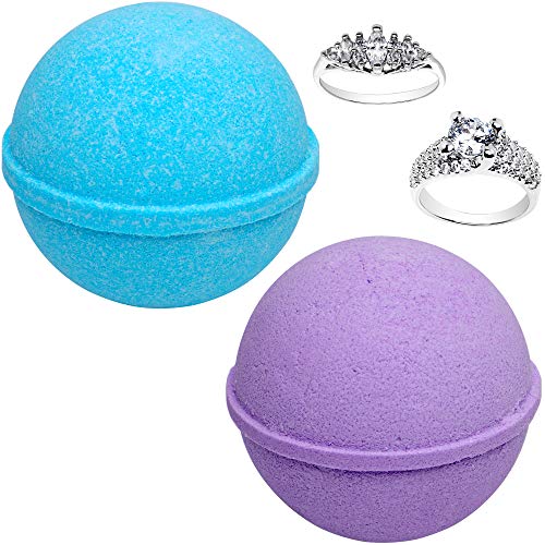 Ocean Breeze Lavender Bath Bombs Gift Set of 2 with Jewelry Rings - Style 6, Made in USA