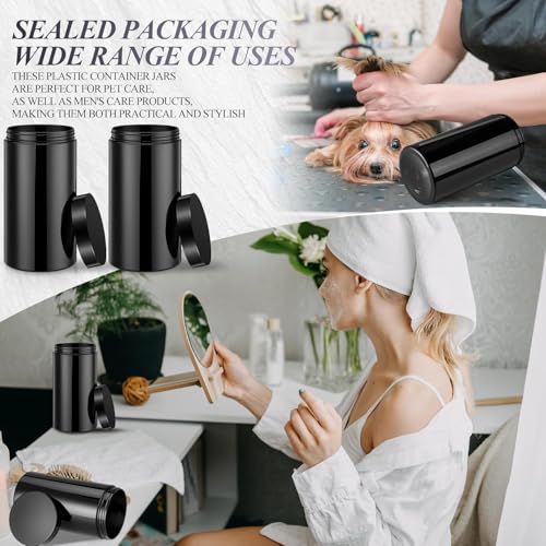 SATINIOR 12-Pack 32 oz Black Plastic Jars with Lids - Reusable Travel Cosmetic Containers for Toiletries, Lotion, Cream, Makeup, Slime, Storage
