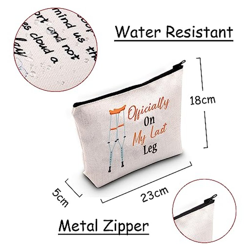 JXGZSO Broken Bones Recovery Gift Officially On My Last Leg Funny Broken Leg Gifts Orthopedic Surgeon Cosmetic Zipper Bag