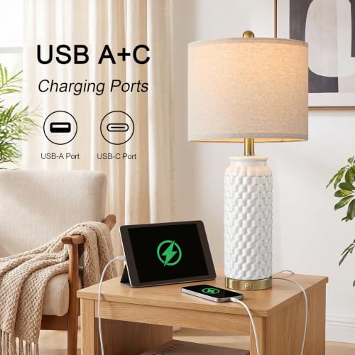 25-Inch Touch Table Lamp for Nightstand White Ceramic - 3-Way Dimmable - Variation of THIS listing