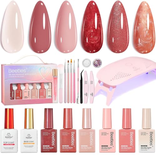 Beetles Ethereal Glow HEMA-Free Gel Nail Kit with UV Light - 6 Color Set
