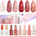 Beetles Ethereal Glow HEMA-Free Gel Nail Kit with UV Light - 6 Color Set