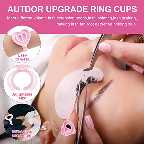 Glue Rings - Autdor 500Pcs Glue Rings for Eyelash Extensions Pink Lash Glue Rings Pigment Ring Cups Lash Glue Holder for Lash Extension Supplies Makeup Lip Microblading Supplies Nail Art