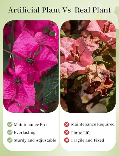 Hot Pink Bougainvillea Artificial Tree 3.9ft Set of 2 - Fake Outdoor & Indoor Decor