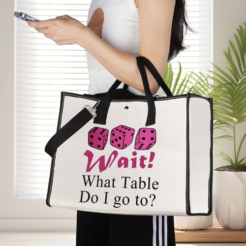 JNIAP Dice Game Makeup Bag Game Night Gifts Dice Gamer Zipper Pouch Game Queen Gifts (wait table tote)