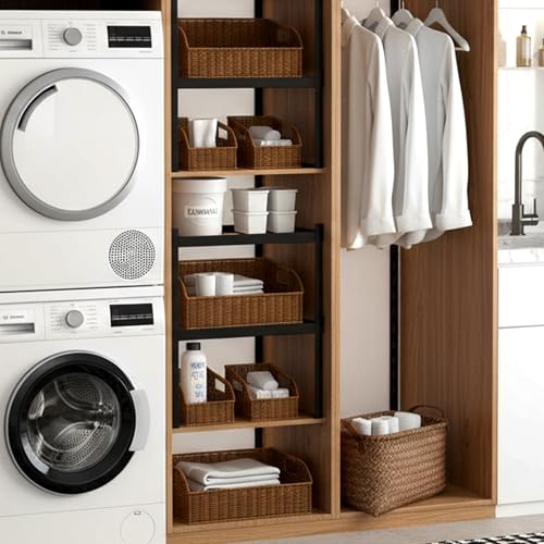 Brownlily Faux Wicker Pantry Storage Baskets Double Set - 6-Piece