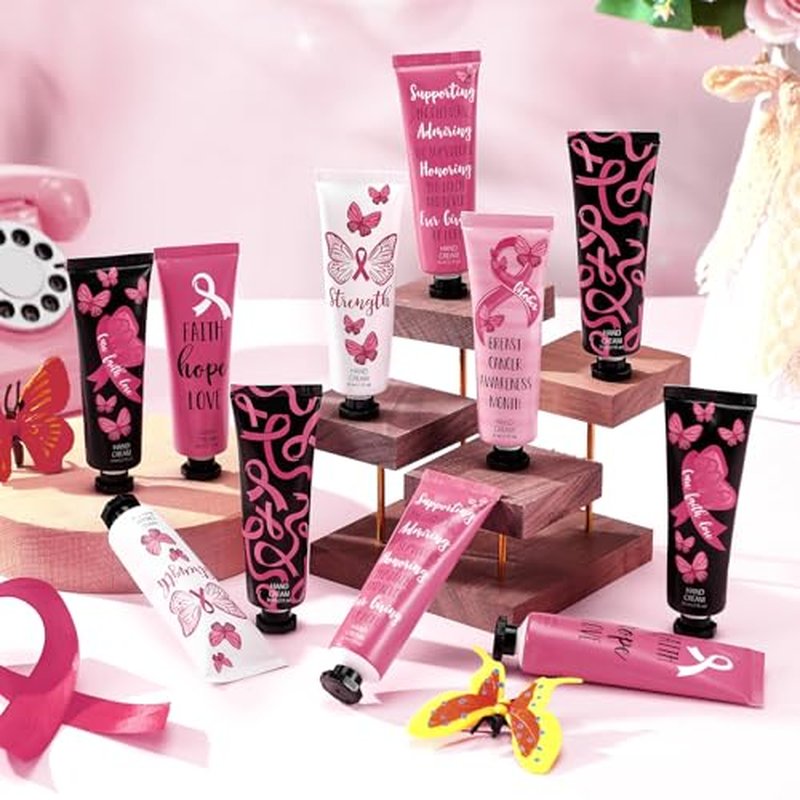48 Pcs Breast Cancer Awareness Gift Women Cancer Accessories Pink Ribbon Survivor Gifts Travel Hand Cream Bulk 30ml Hand Lotion Natural Botanical Fragrance Working Dry Cracked