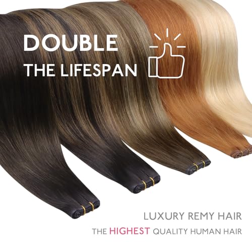 14 Inch Human Hair Sew-In Extensions G-#1 Jet Black Lightweight Remy Weft