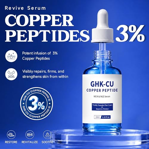 Copper Peptides Face Serum with Hyaluronic Acid - 3% GHK-Cu, 1 Fl Oz